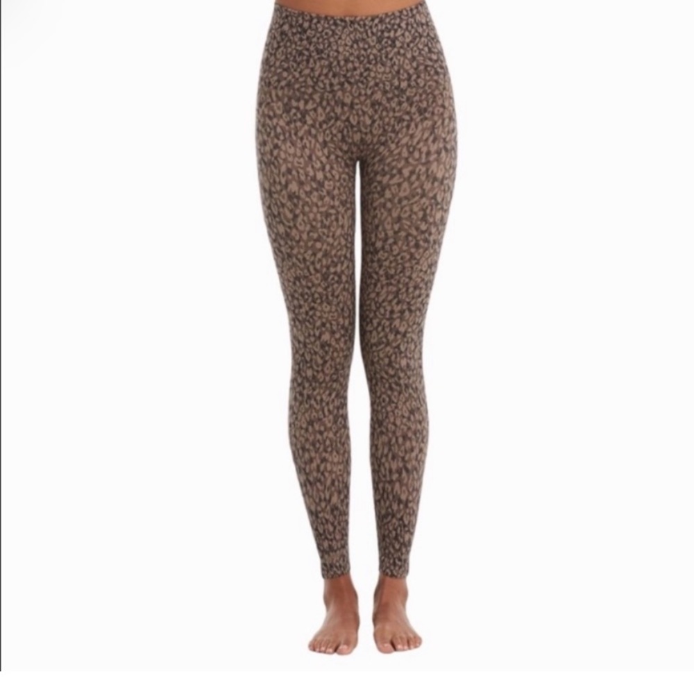 Spanx Look at Me Now Seamless Leggings Mini Leopard Print Size Large
